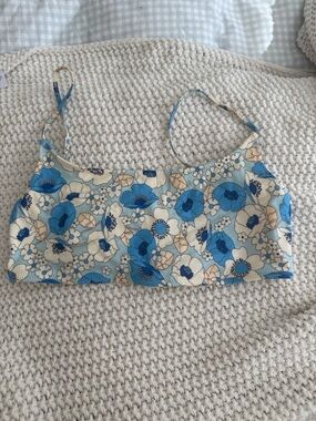 triangl swimwear Blue and Cream Floral Bikini Top